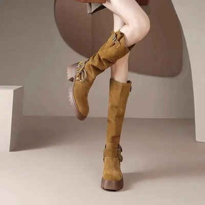 Amy - Bottes hautes confortables en cuir PU