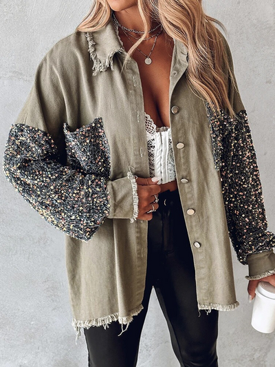 Arya - Veste en jean avec paillettes contrastantes