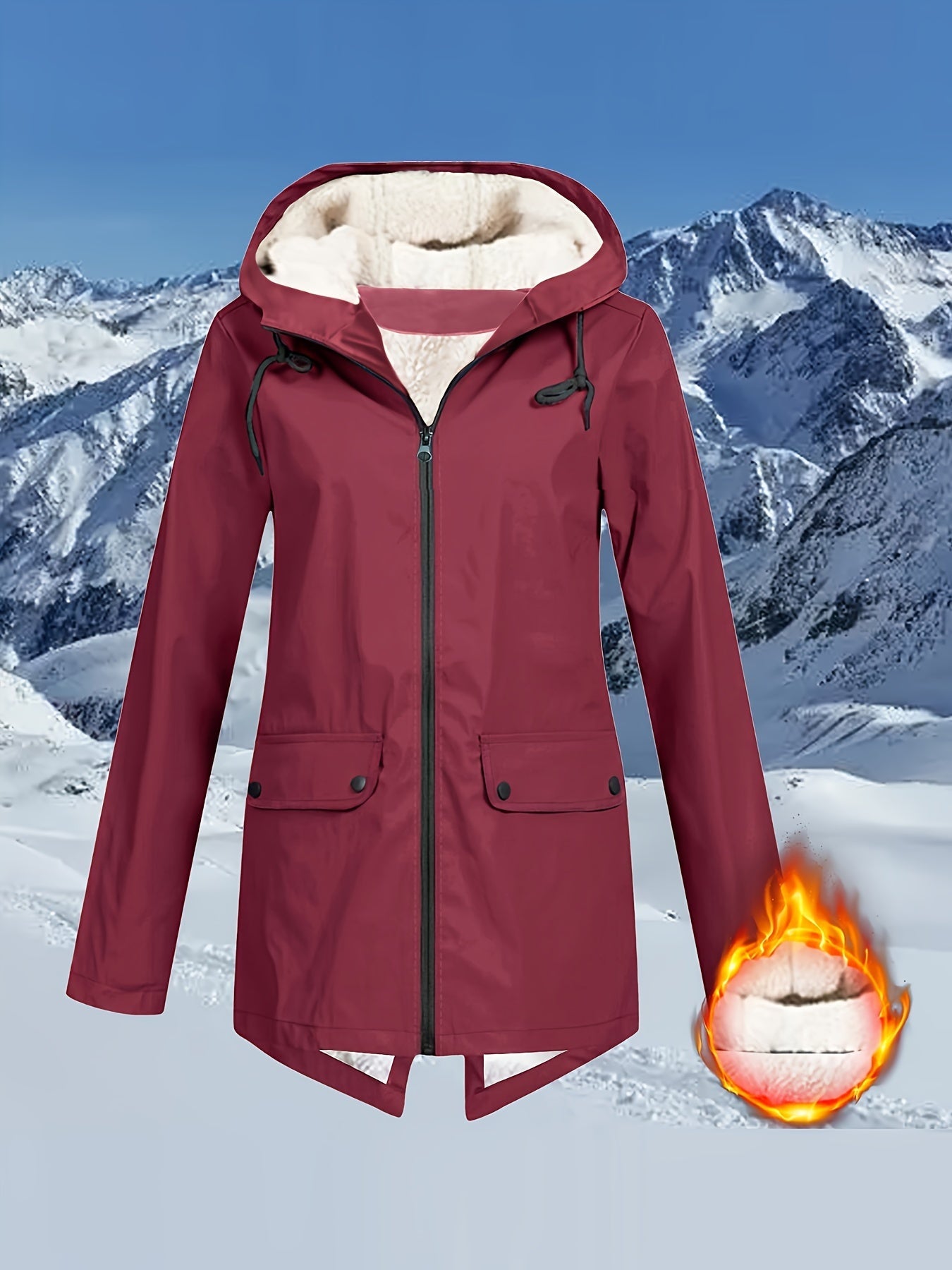 Veste à capuche zippée à poches rabattues pour femmes