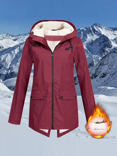 Veste à capuche zippée à poches rabattues pour femmes