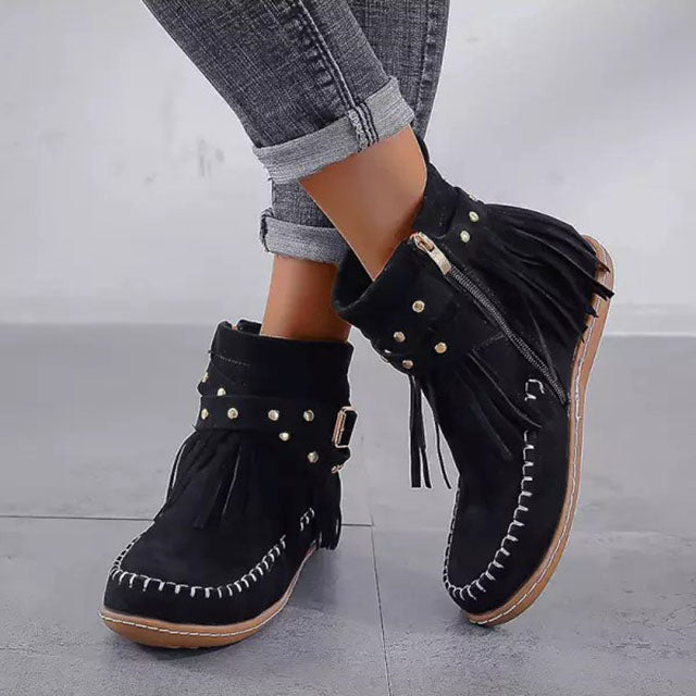 Kate - Jolies bottines à boucles et à franges pour femmes