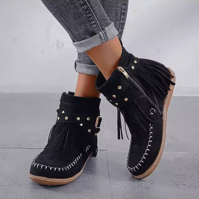 Kate - Jolies bottines à boucles et à franges pour femmes