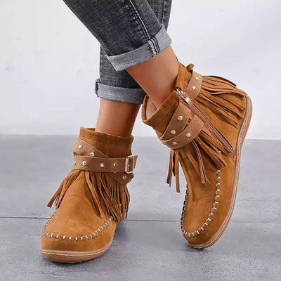 Kate - Jolies bottines à boucles et à franges pour femmes