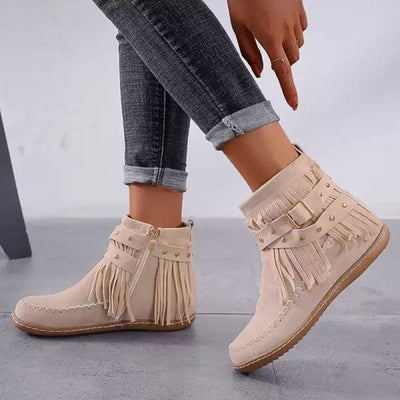 Kate - Jolies bottines à boucles et à franges pour femmes