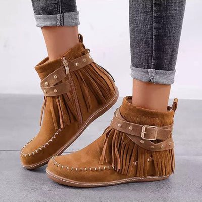 Kate - Jolies bottines à boucles et à franges pour femmes