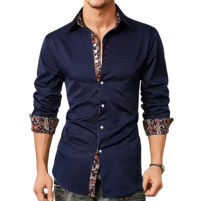 Yves | Chemise Habillée pour Hommes avec Détails à Imprimé Paisley – Tissu à Doux Mélange
