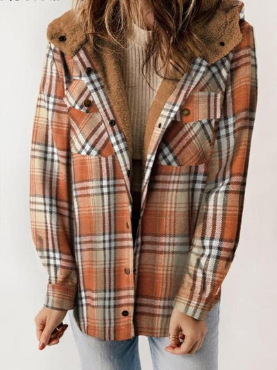 Capucine - Manteau à capuche en tissu écossais