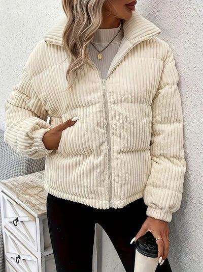 Veste femme courte avec col montant style décontracté et chaude parfaite pour l’hiver