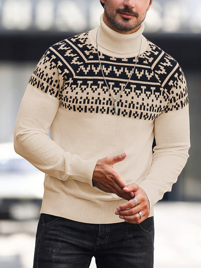 Kason - Classic Nordic Pull à col roulé pour hommes