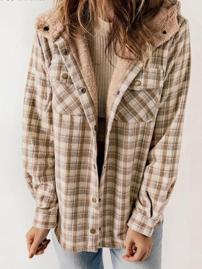 Capucine - Manteau à capuche en tissu écossais
