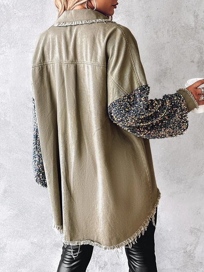 Arya - Veste en jean avec paillettes contrastantes