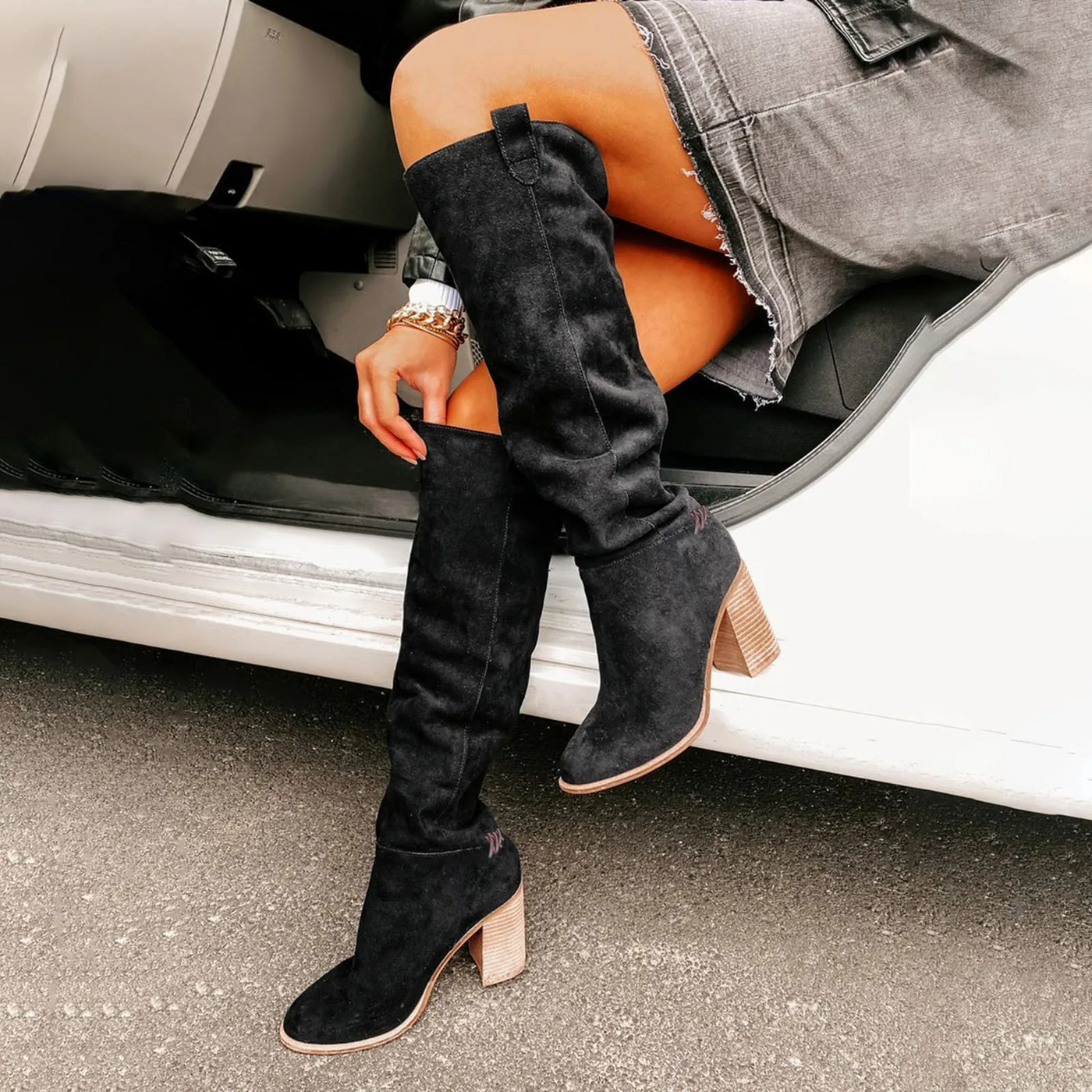 Iris - Bottes hautes respirantes en velours simple