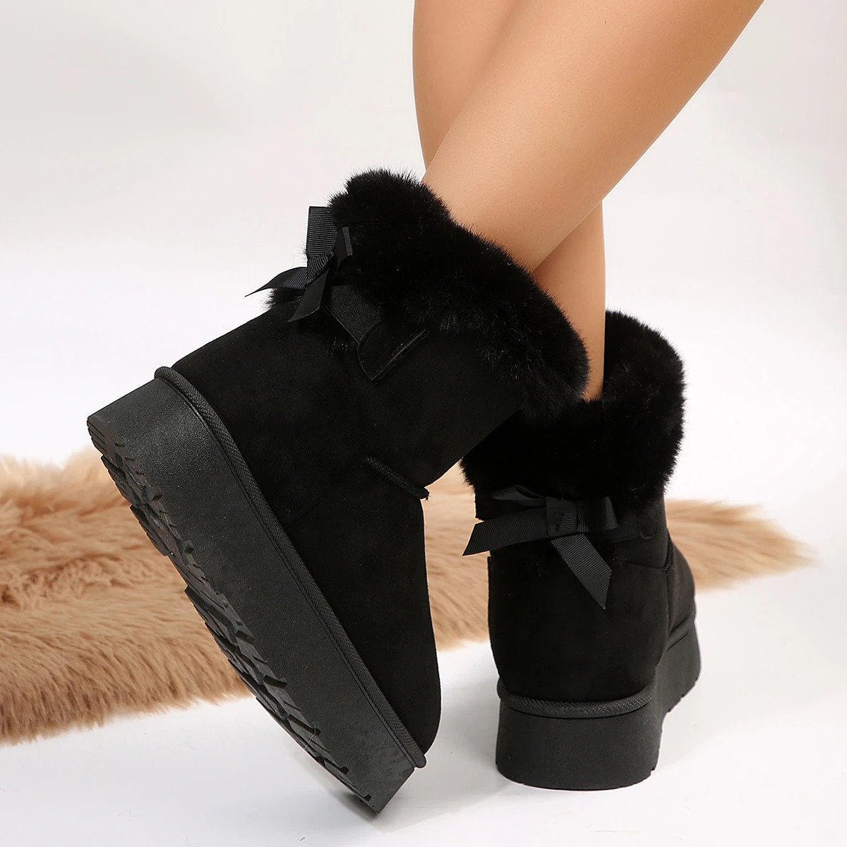 Mila - Bottes d'hiver légères à bout rond et doublure douce