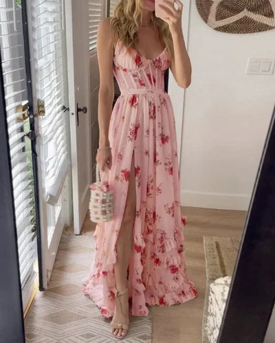 Venua | Robe fendue à imprimé avec ceinture pour femmes