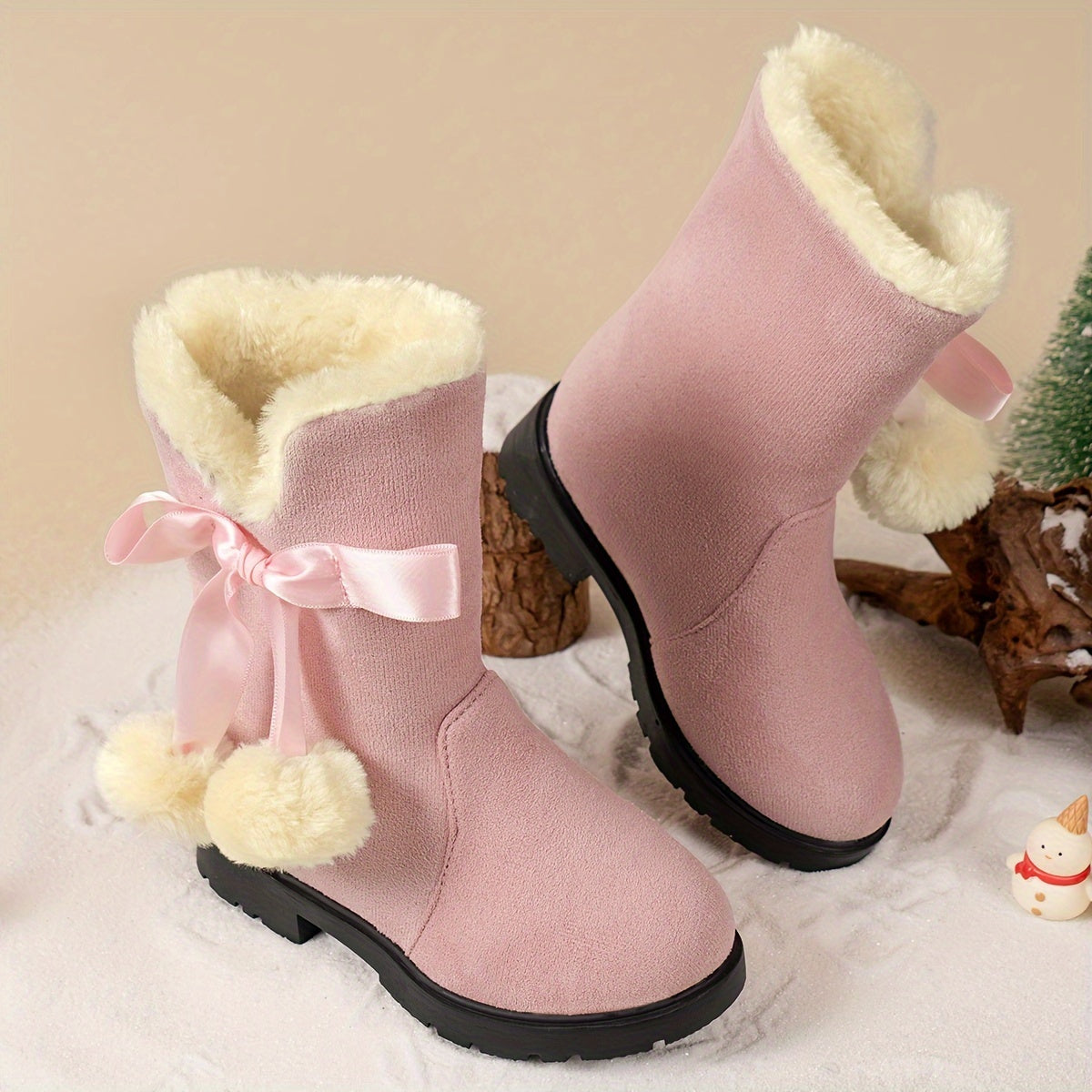 Zara - Bottes de neige en polaire chaudes pour filles avec semelle antidérapante