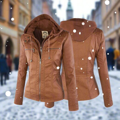 CAROLINA | Veste en cuir à capuche élégante et polyvalente
