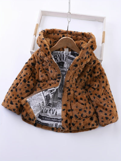 Fiona - Veste à capuche en polaire à imprimé léopard pour filles