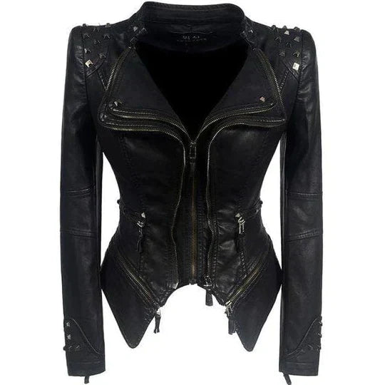 Veste en Cuir Femme Classique Élégante en Cuir Véritable