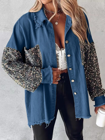 Arya - Veste en jean avec paillettes contrastantes