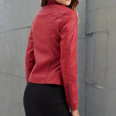 Ainara - Veste en cuir élégante dans des couleurs automnales avec poches zippées