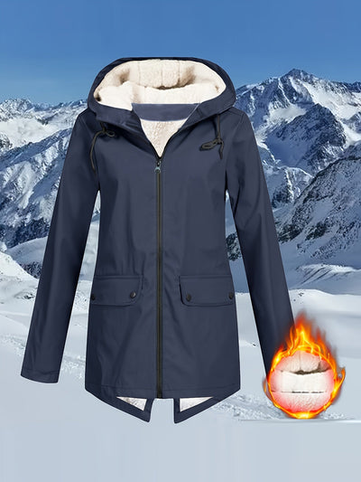 Veste à capuche zippée à poches rabattues pour femmes