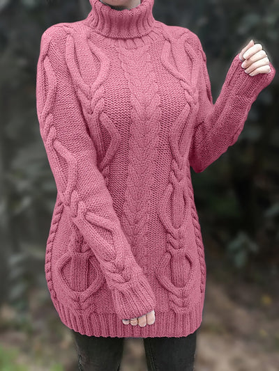 Leyla - Pull plus long avec col pour femmes