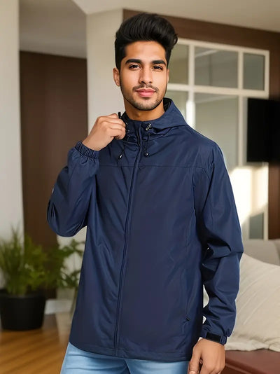 Leland - Coupe-vent léger et imperméable pour hommes - Veste d'extérieur avec capuche pour l'automne/hiver