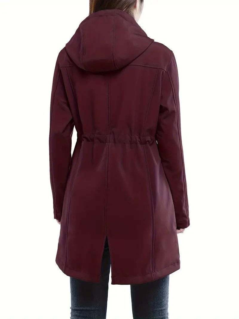 Amaia - Manteau long à capuche avec poches pour femme