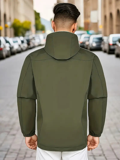 Leland - Coupe-vent léger et imperméable pour hommes - Veste d'extérieur avec capuche pour l'automne/hiver