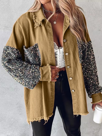 Arya - Veste en jean avec paillettes contrastantes