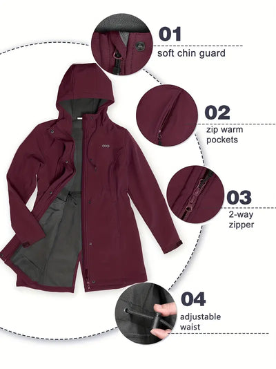 Amaia - Manteau long à capuche avec poches pour femme