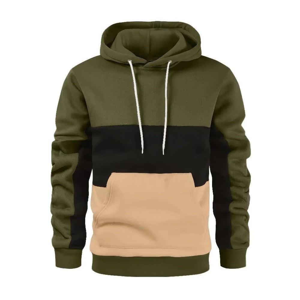 Adonis - Sweat à capuche casual en molleton patchwork pour homme