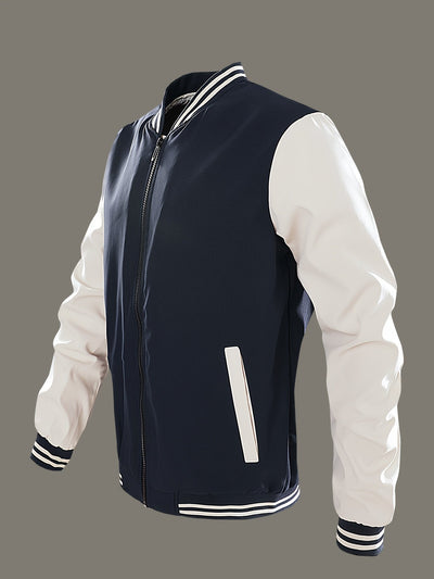 Veste de Baseball Zippée Color Block pour Hommes