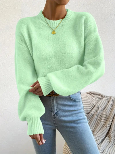 Agatha - Pull décontracté à manches longues et col rond pour femmes