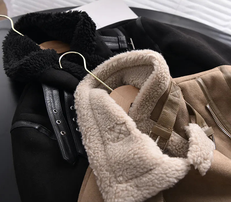 Manteau d'hiver en daim Olivia - Chaud et élégant