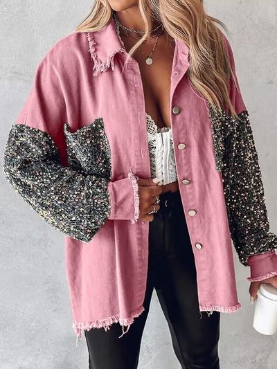 Arya - Veste en jean avec paillettes contrastantes