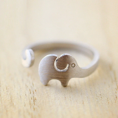 Bague en argent en forme d'éléphant - Mignonne et réglable en taille
