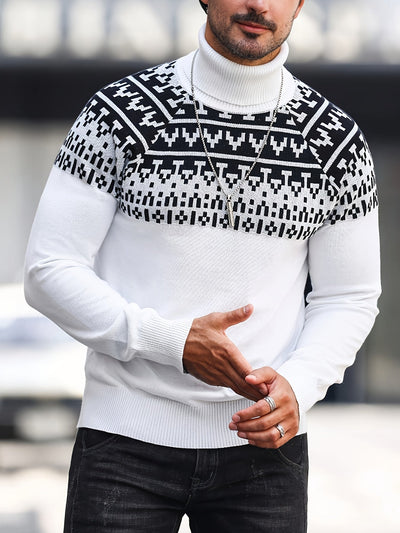 Kason - Classic Nordic Pull à col roulé pour hommes