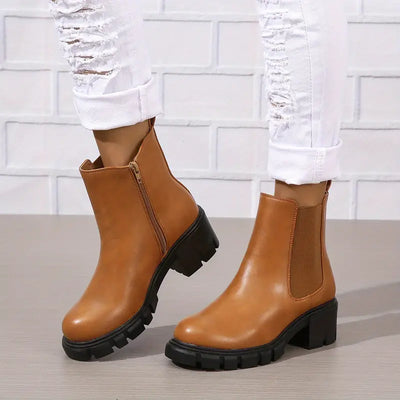 Hadassah - Bottes Chelsea confortables et épaisses pour femmes