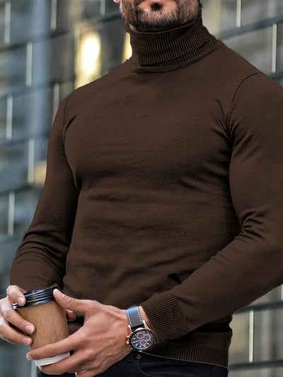 Ayaan - Pull à col de tortue et à manches longues de style classique pour hommes