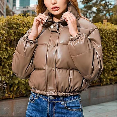 Amelia - Veste parka d'hiver en cuir épais