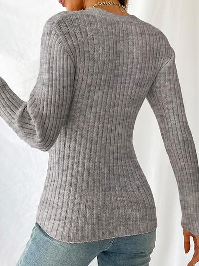 Ines - Pull en maille côtelée au look enveloppant