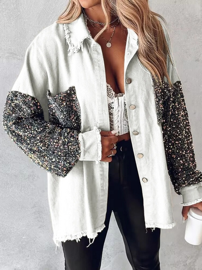 Arya - Veste en jean avec paillettes contrastantes