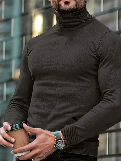 Ayaan - Pull à col de tortue et à manches longues de style classique pour hommes