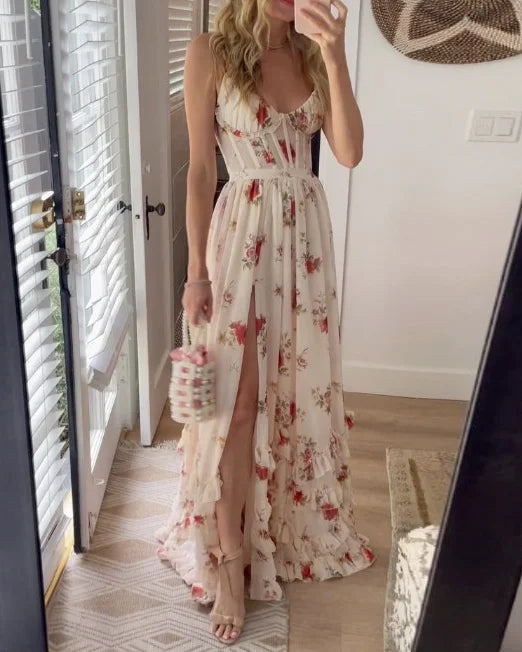 Venua | Robe fendue à imprimé avec ceinture pour femmes