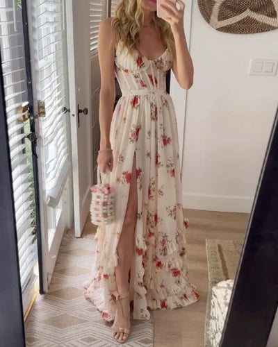 Venua | Robe fendue à imprimé avec ceinture pour femmes