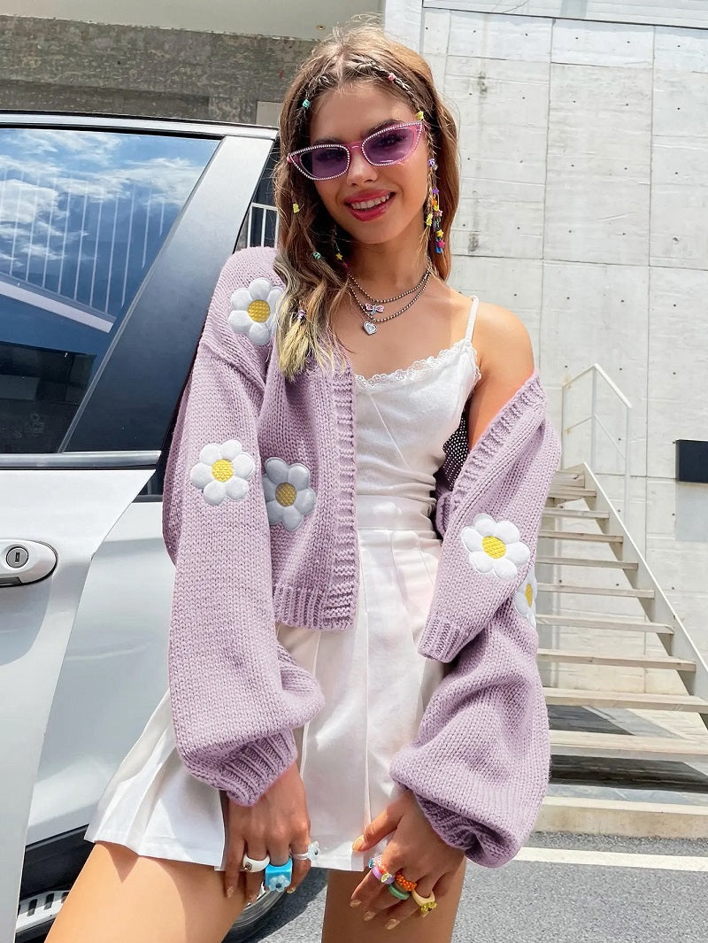 Adelaide | Cardigan en tricot fleuri pour femme