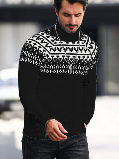 Kason - Classic Nordic Pull à col roulé pour hommes