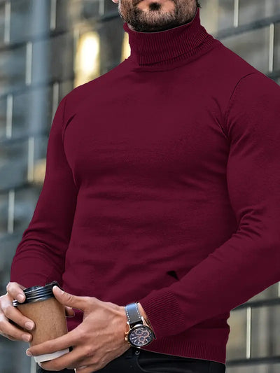 Ayaan - Pull à col de tortue et à manches longues de style classique pour hommes