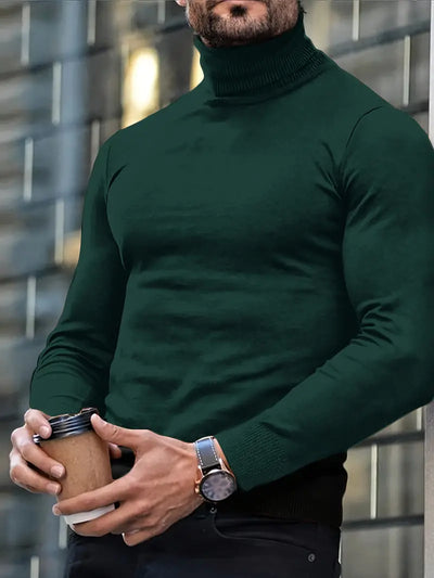 Ayaan - Pull à col de tortue et à manches longues de style classique pour hommes